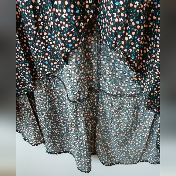 Micro Ditsy Floral High-Low Maxi Skirt Womens 3X Cottagecore Fairy Whimsygoth - Picture 4 of 6